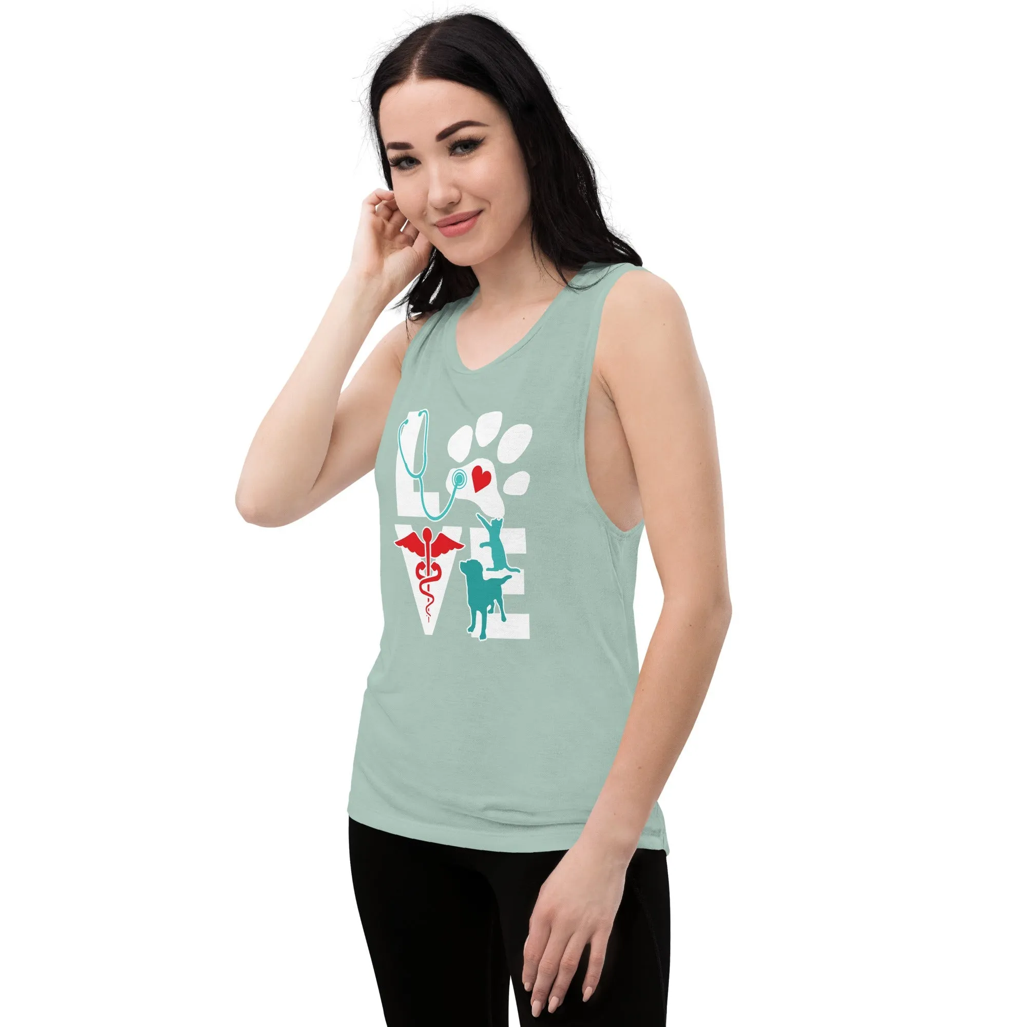 Love cat and dog Ladies’ Muscle Tank