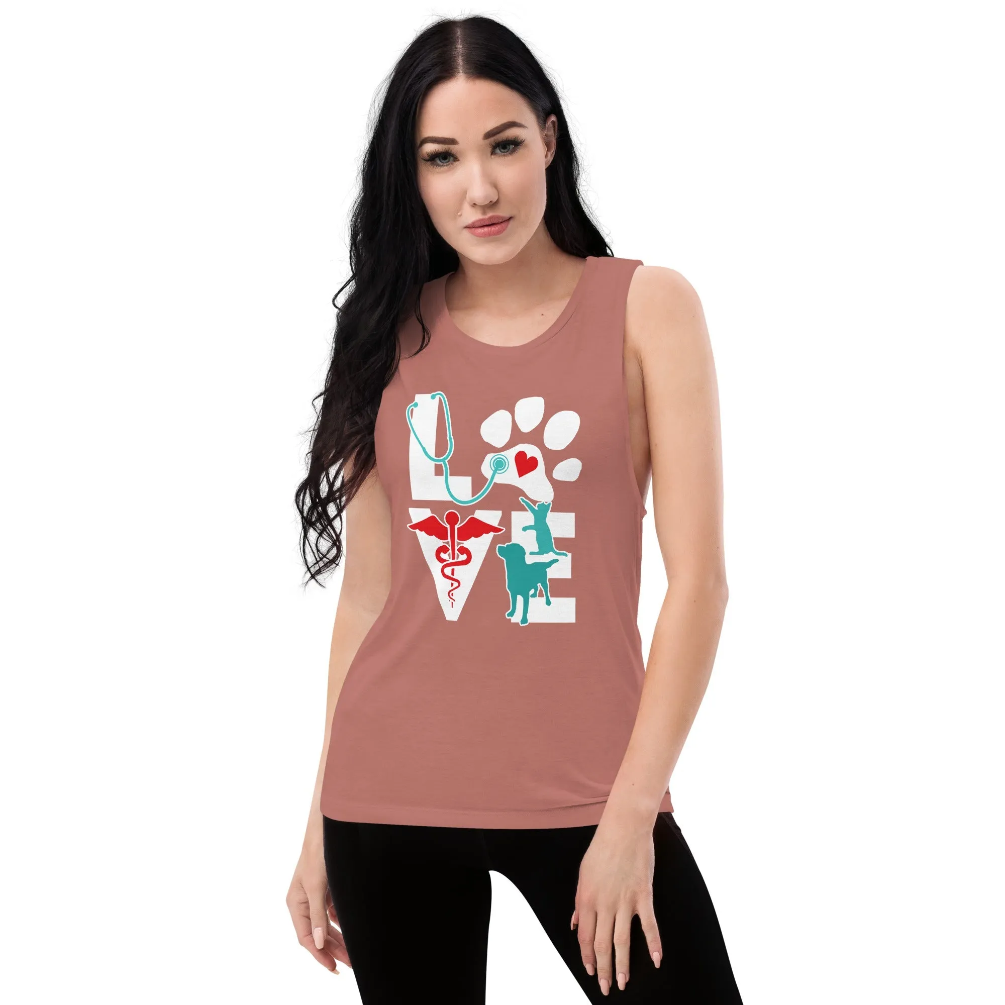 Love cat and dog Ladies’ Muscle Tank