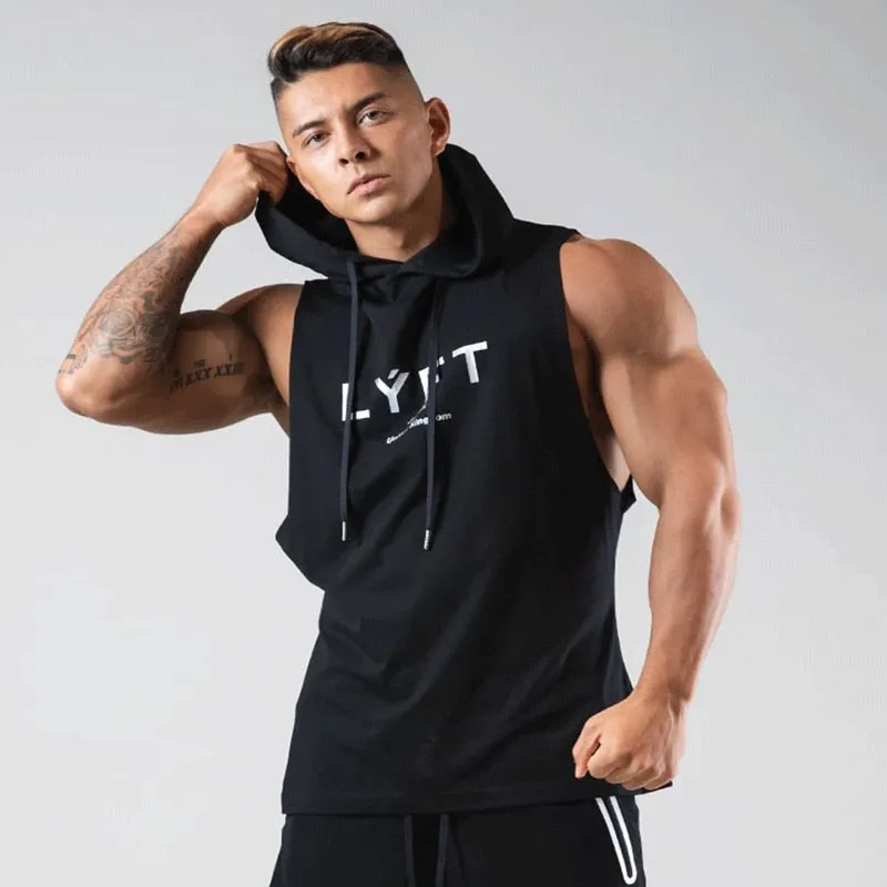 Mens Bodybuilding Hooded Tank Top Cotton sleeveless Vest Summer Gyms Fitness Workout Casual Fashion Brand Tops Clothing