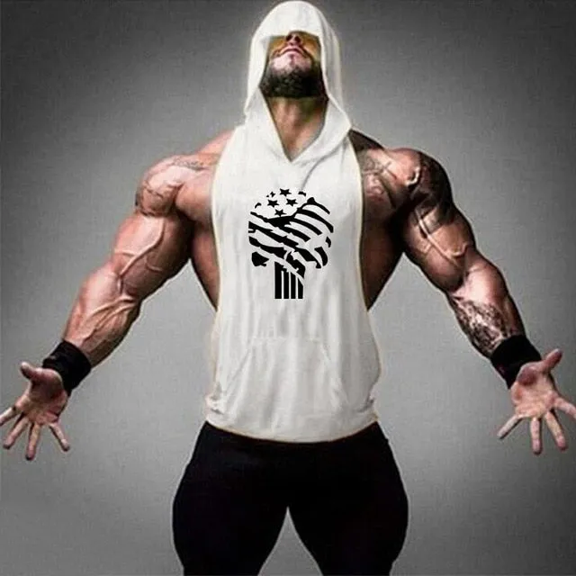 Men's Gym Fitness Cotton hooded Tank tops