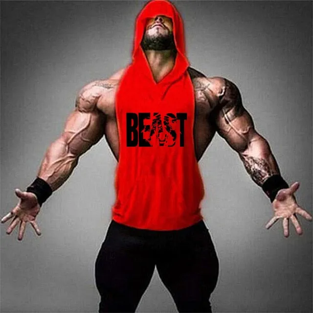 Men's Gym Fitness Cotton hooded Tank tops