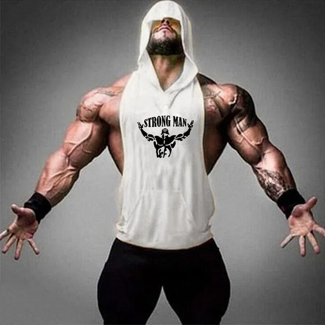 Men's Gym Fitness Cotton hooded Tank tops