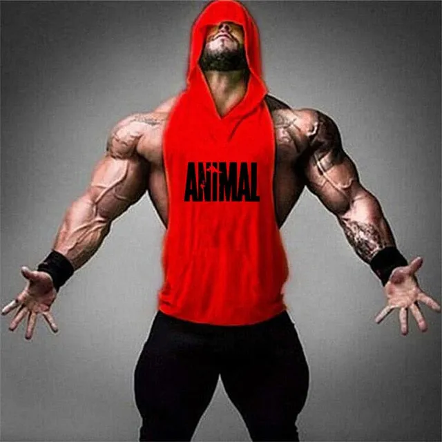 Men's Gym Fitness Cotton hooded Tank tops