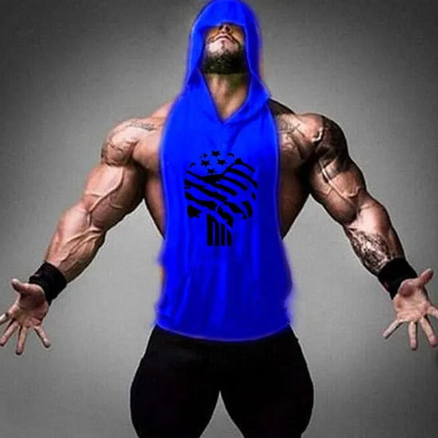 Men's Gym Fitness Cotton hooded Tank tops