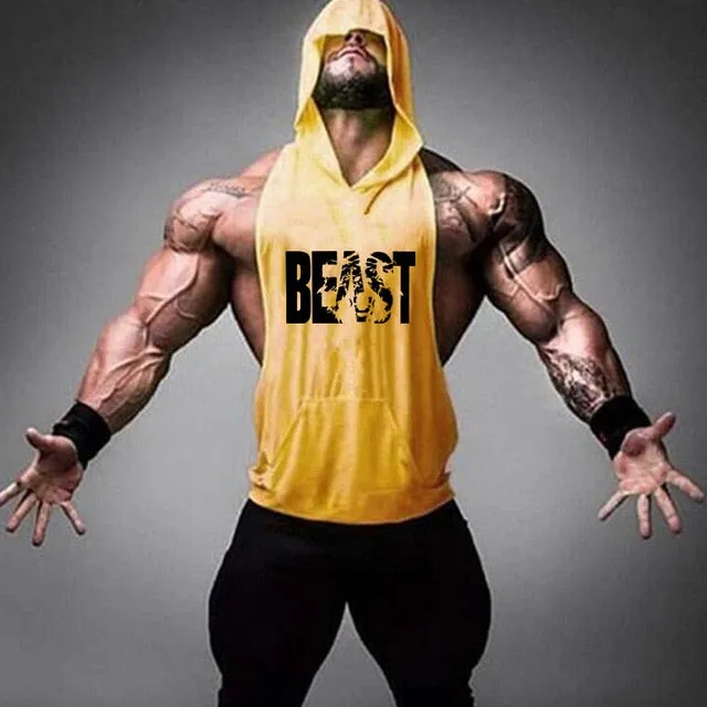 Men's Gym Fitness Cotton hooded Tank tops