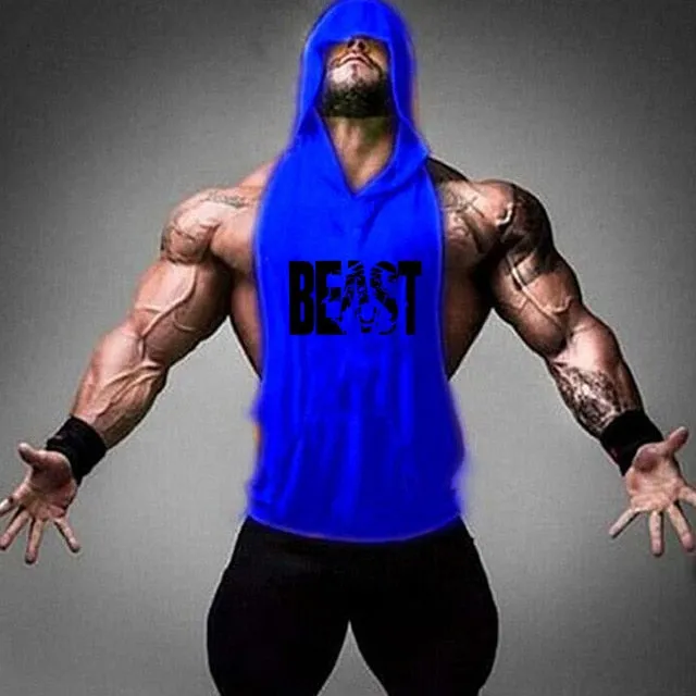Men's Gym Fitness Cotton hooded Tank tops