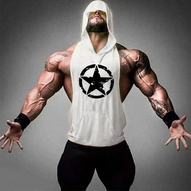 Men's Gym Fitness Cotton hooded Tank tops