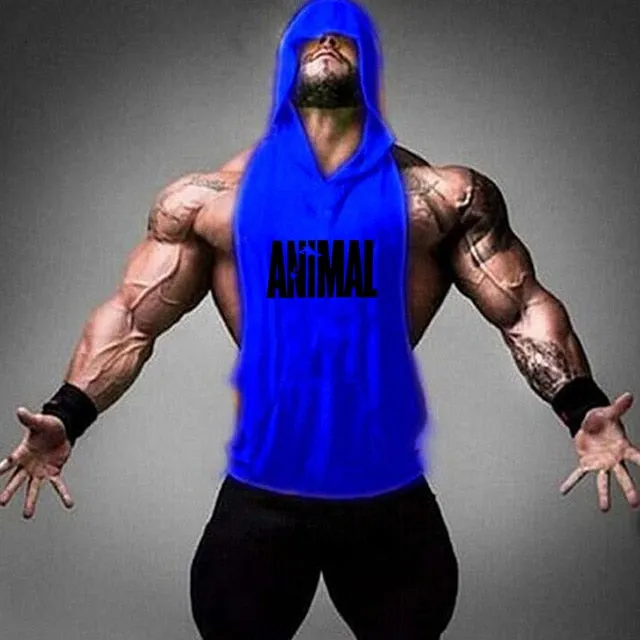 Men's Gym Fitness Cotton hooded Tank tops