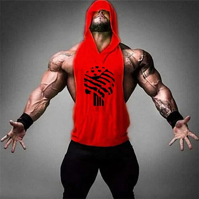 Men's Gym Fitness Cotton hooded Tank tops