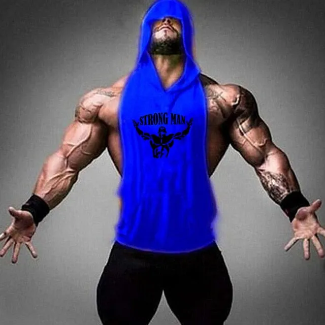 Men's Gym Fitness Cotton hooded Tank tops