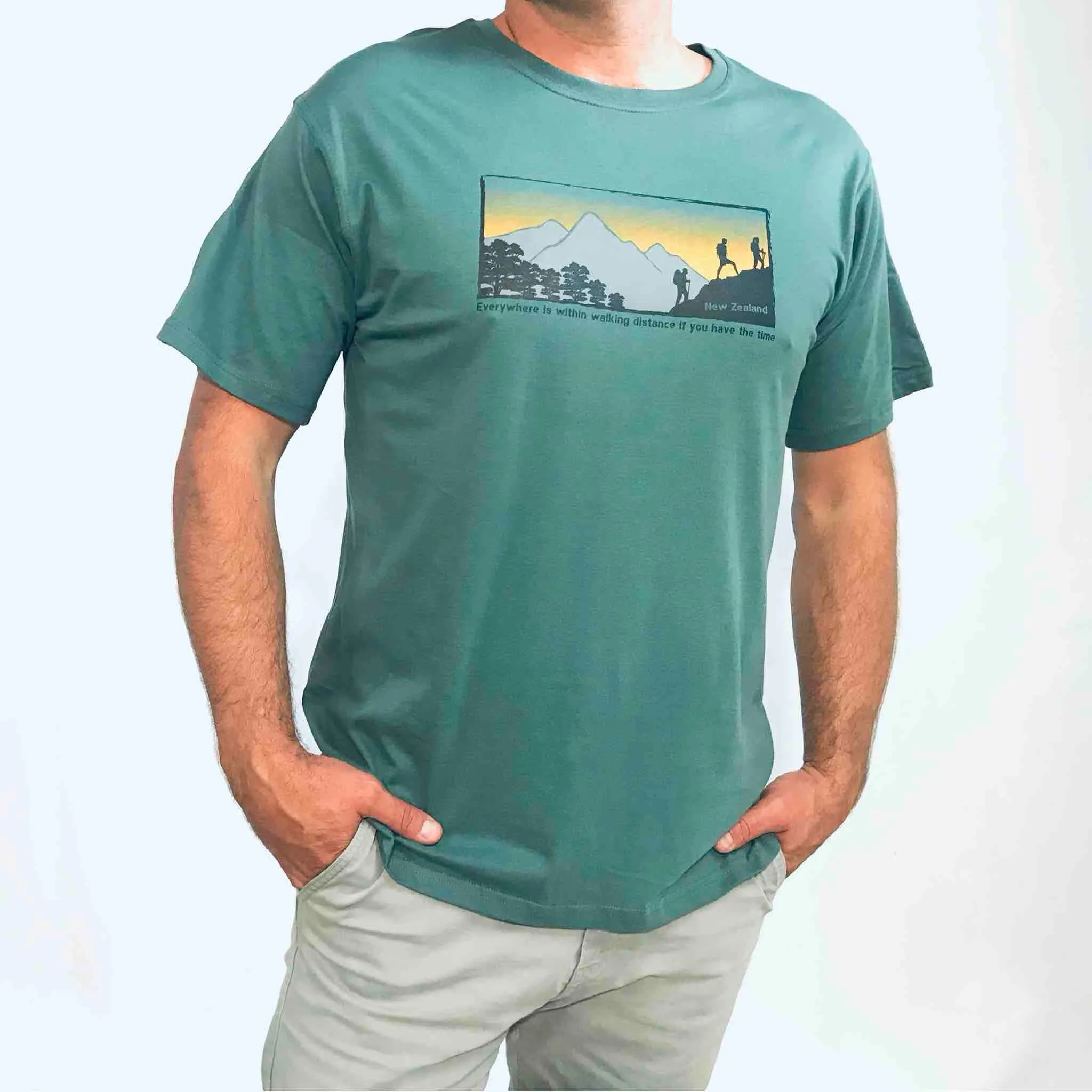 Mens New Zealand T Shirt - Mountain Hiking