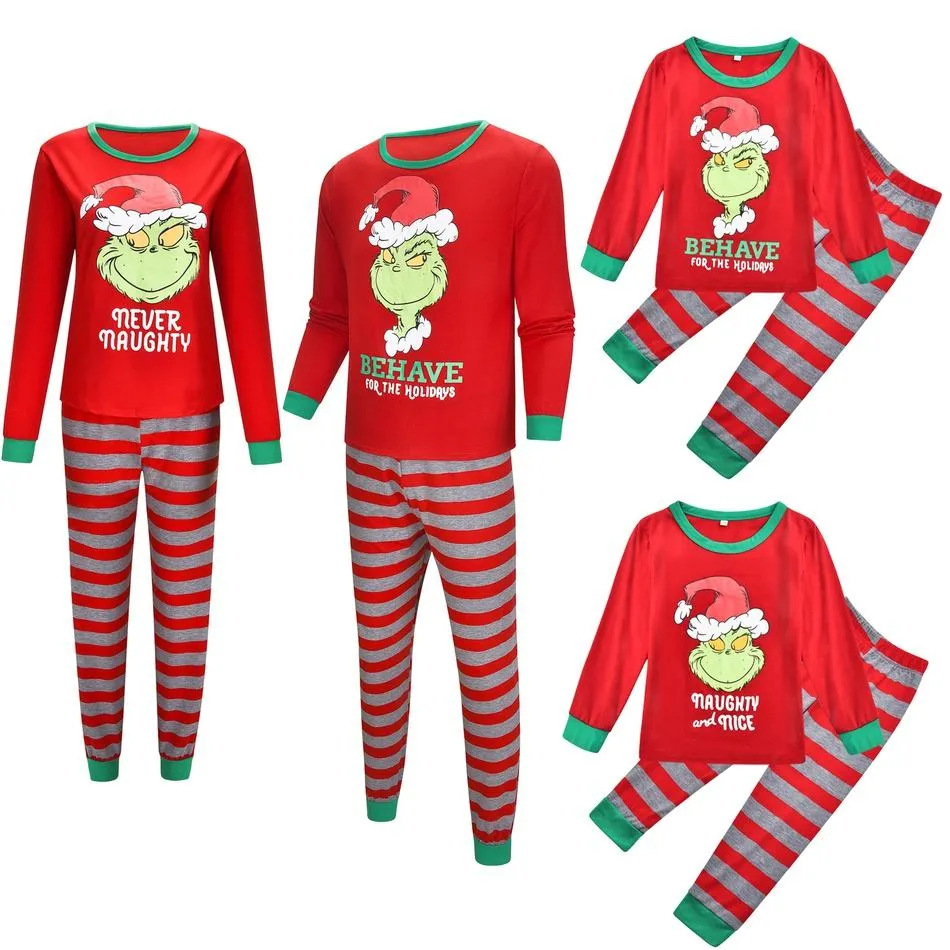 Merry Christmas Family Striped Pajama Set