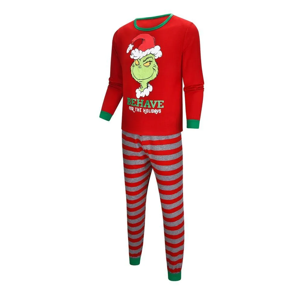 Merry Christmas Family Striped Pajama Set