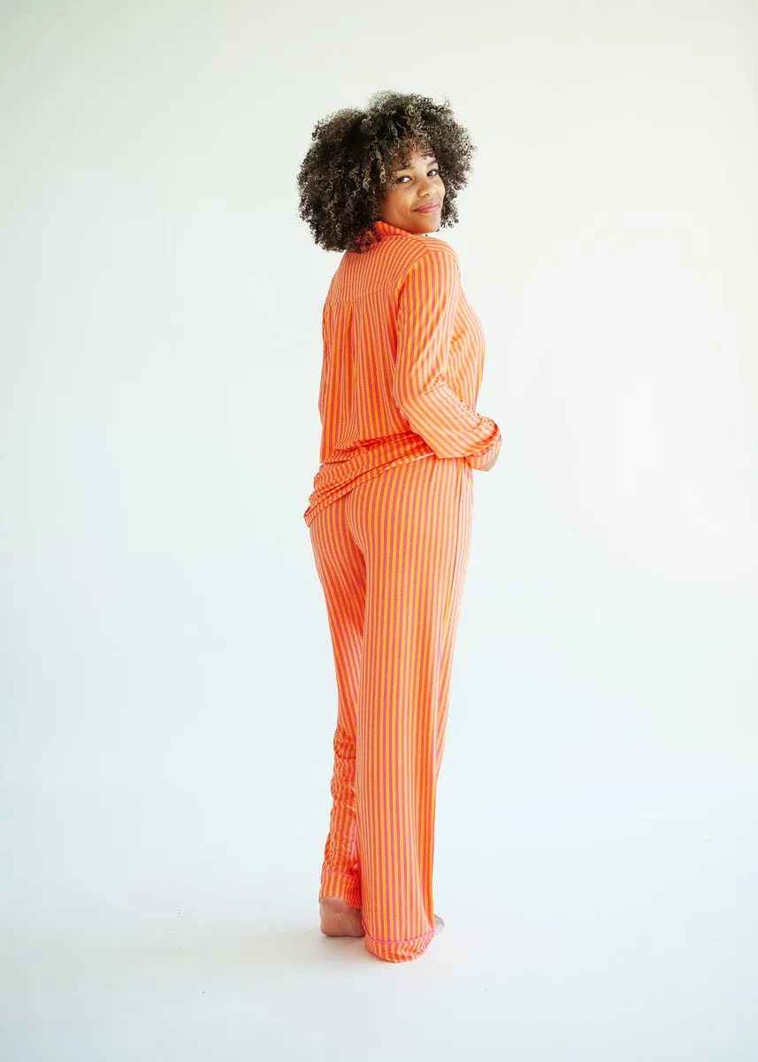 Middle of the Night Pajamas - Orange and Pink Stripe