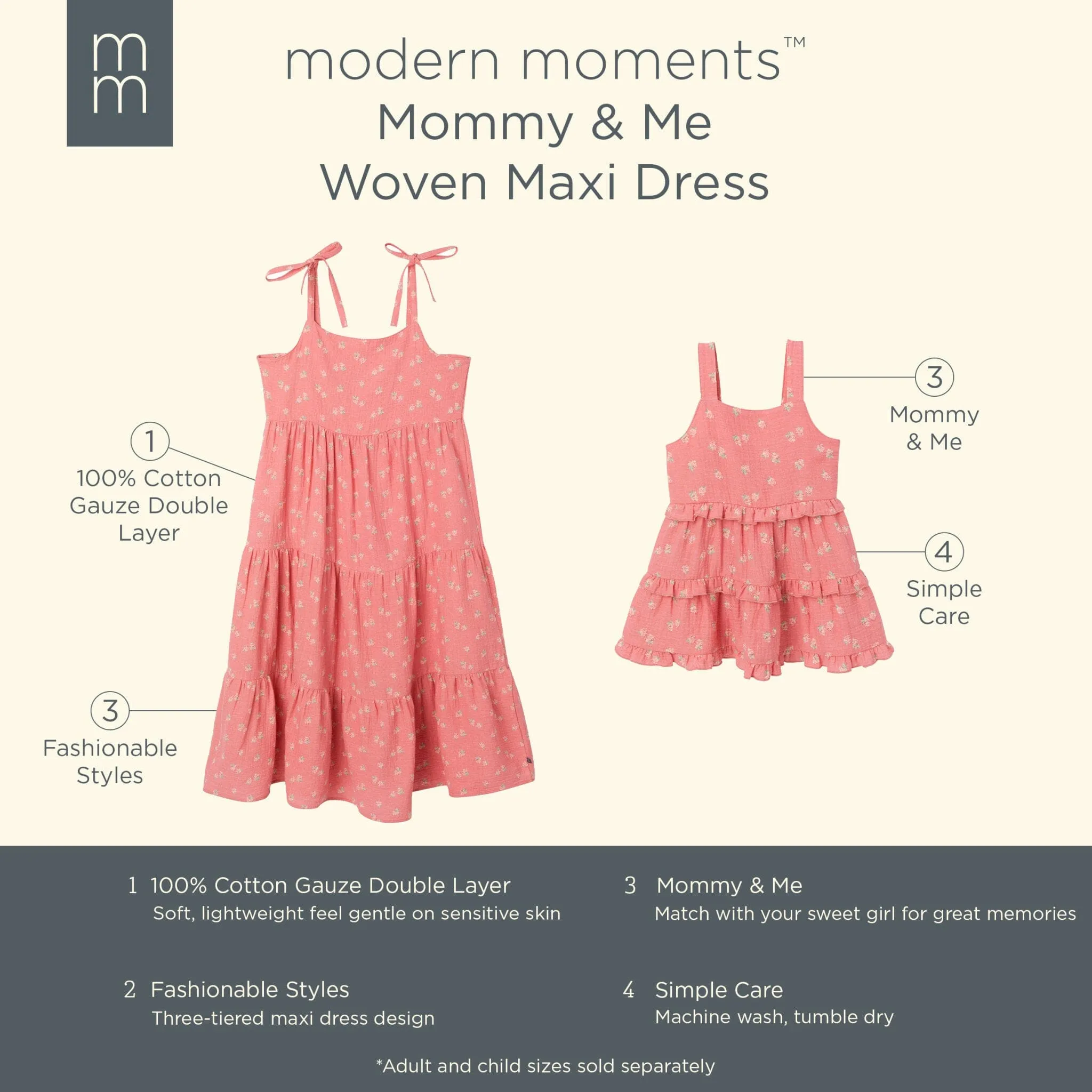 Mommy & Me Pink Raspberries Gauze Dresses Bundle