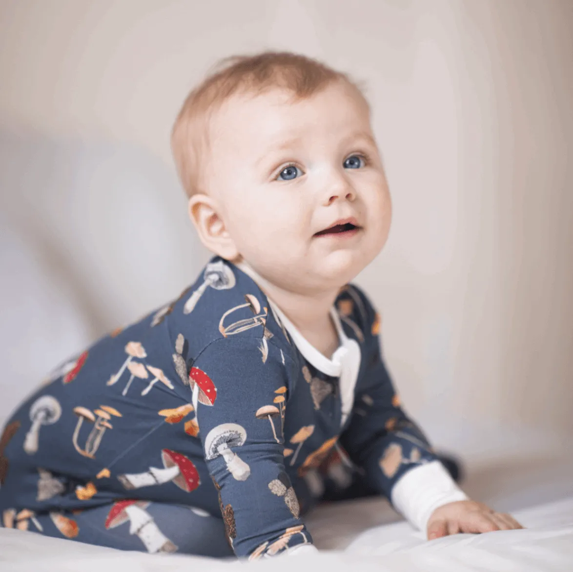 Moody Mushrooms Footed Bamboo Pajamas