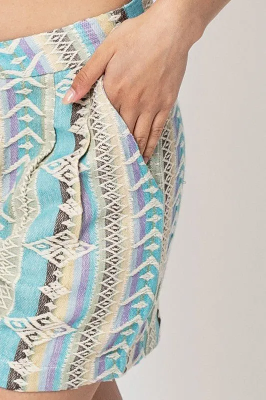 Multi Color Embroidered Cotton Shorts