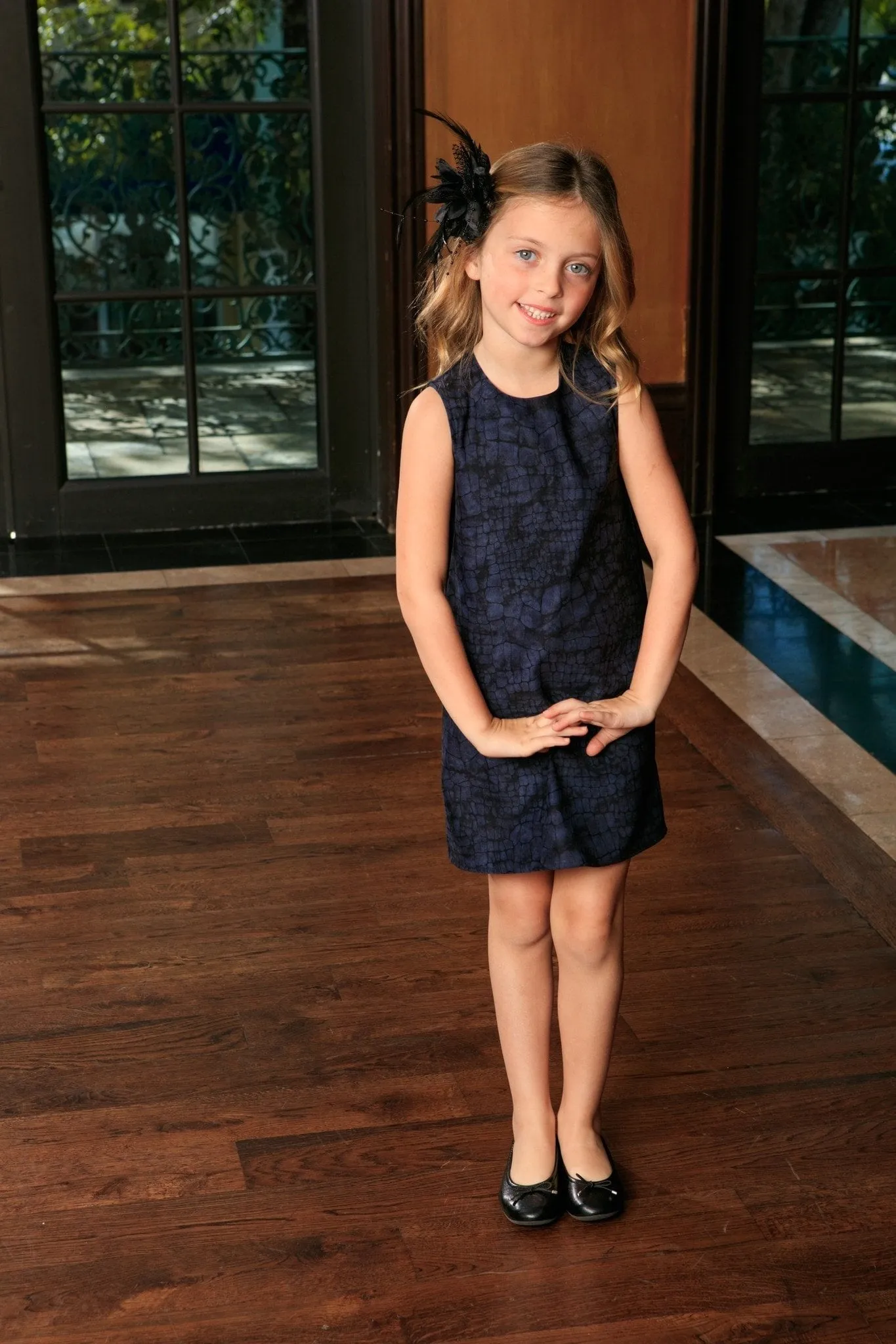 Navy Animal Print Fancy Evening Trendy Designer Mommy and Me Dresses