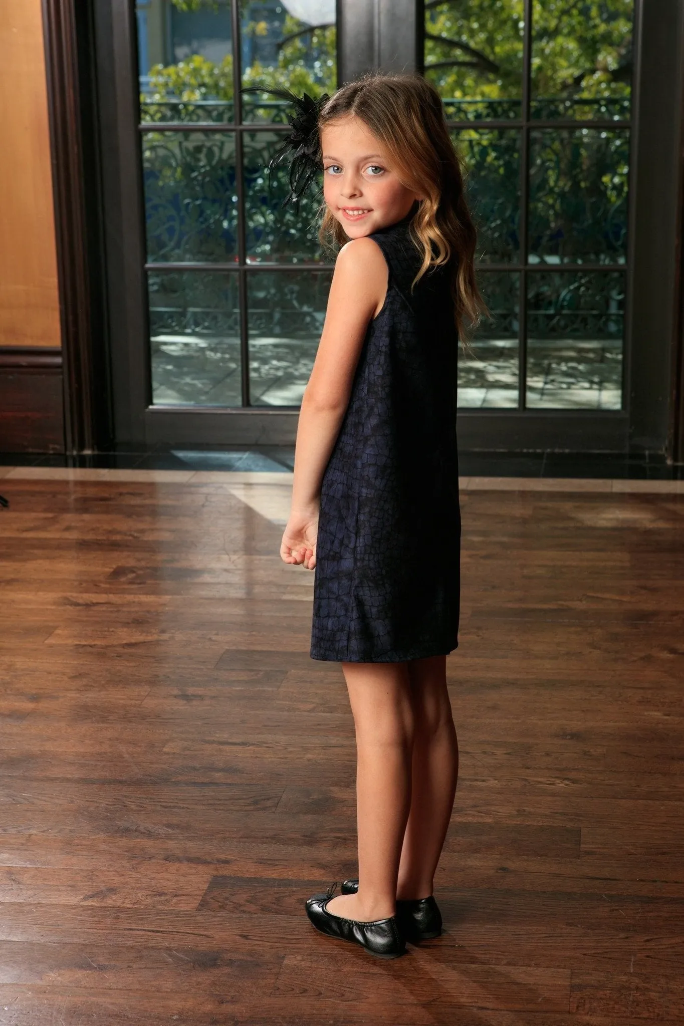 Navy Animal Print Fancy Evening Trendy Designer Mommy and Me Dresses