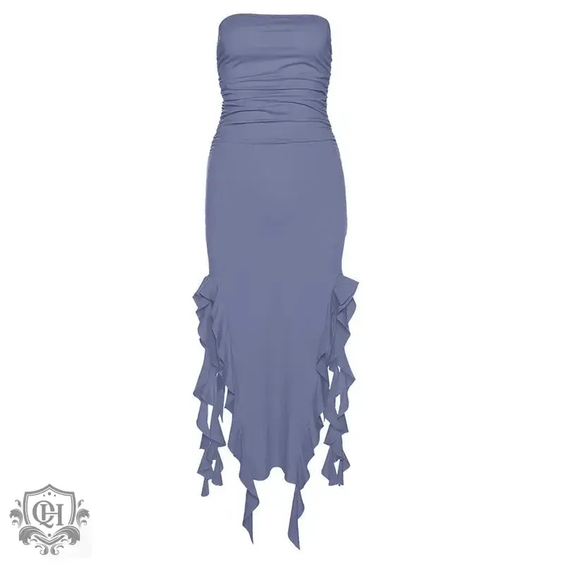 Off-Shoulder Slim-Fit Irregular Dress