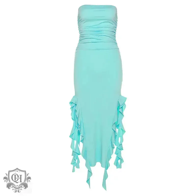 Off-Shoulder Slim-Fit Irregular Dress