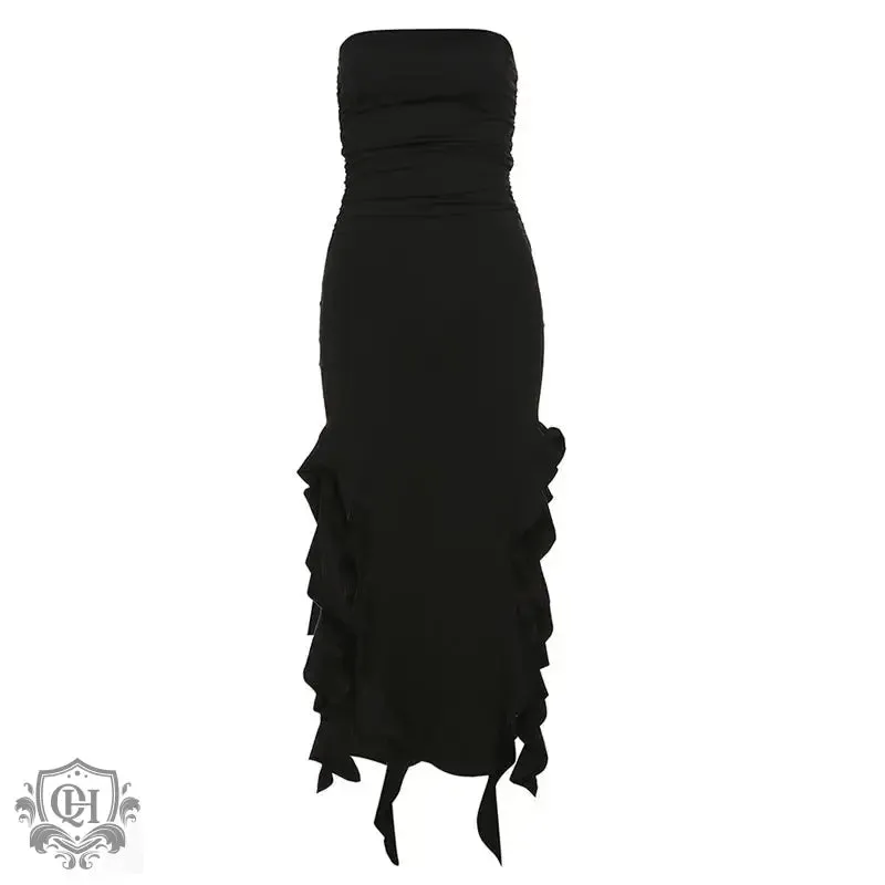Off-Shoulder Slim-Fit Irregular Dress