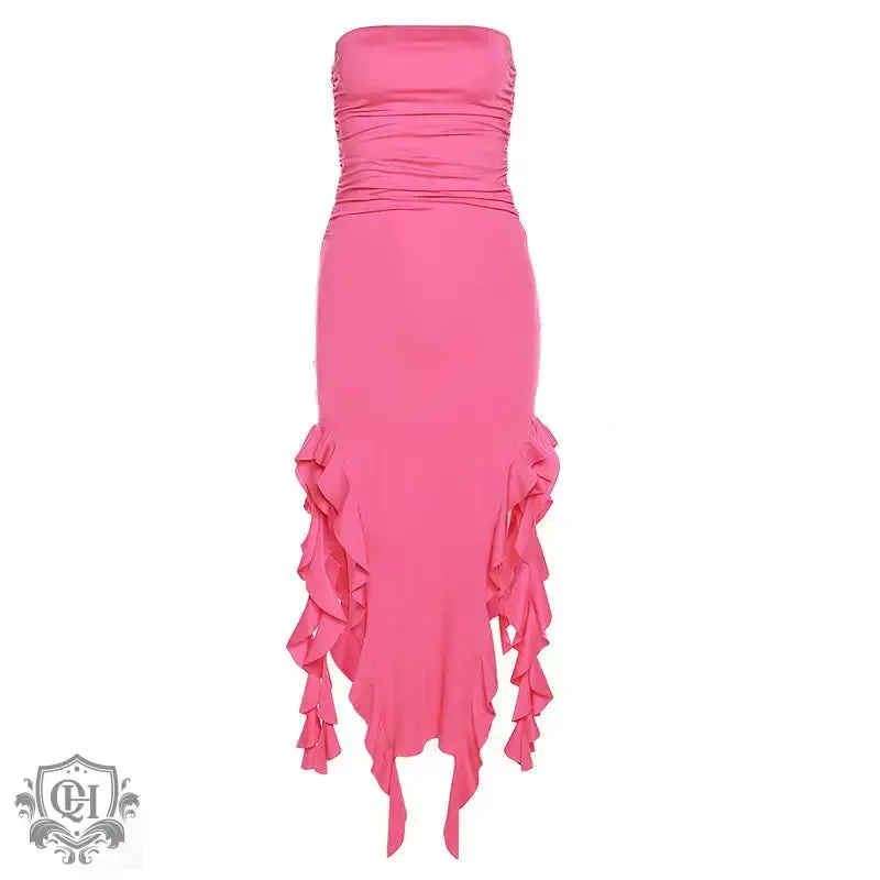 Off-Shoulder Slim-Fit Irregular Dress