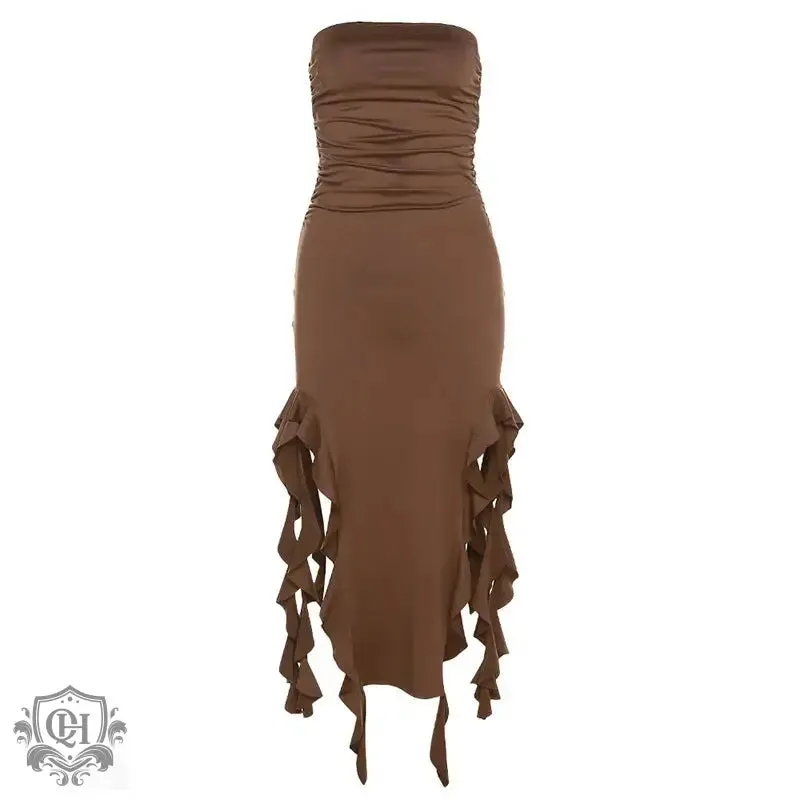 Off-Shoulder Slim-Fit Irregular Dress