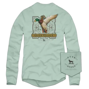 Over Under Long Sleeve Duck Club T-Shirt in Green Tea