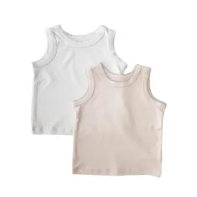 Pack x2 White & Pink Sleeveless T-shirts