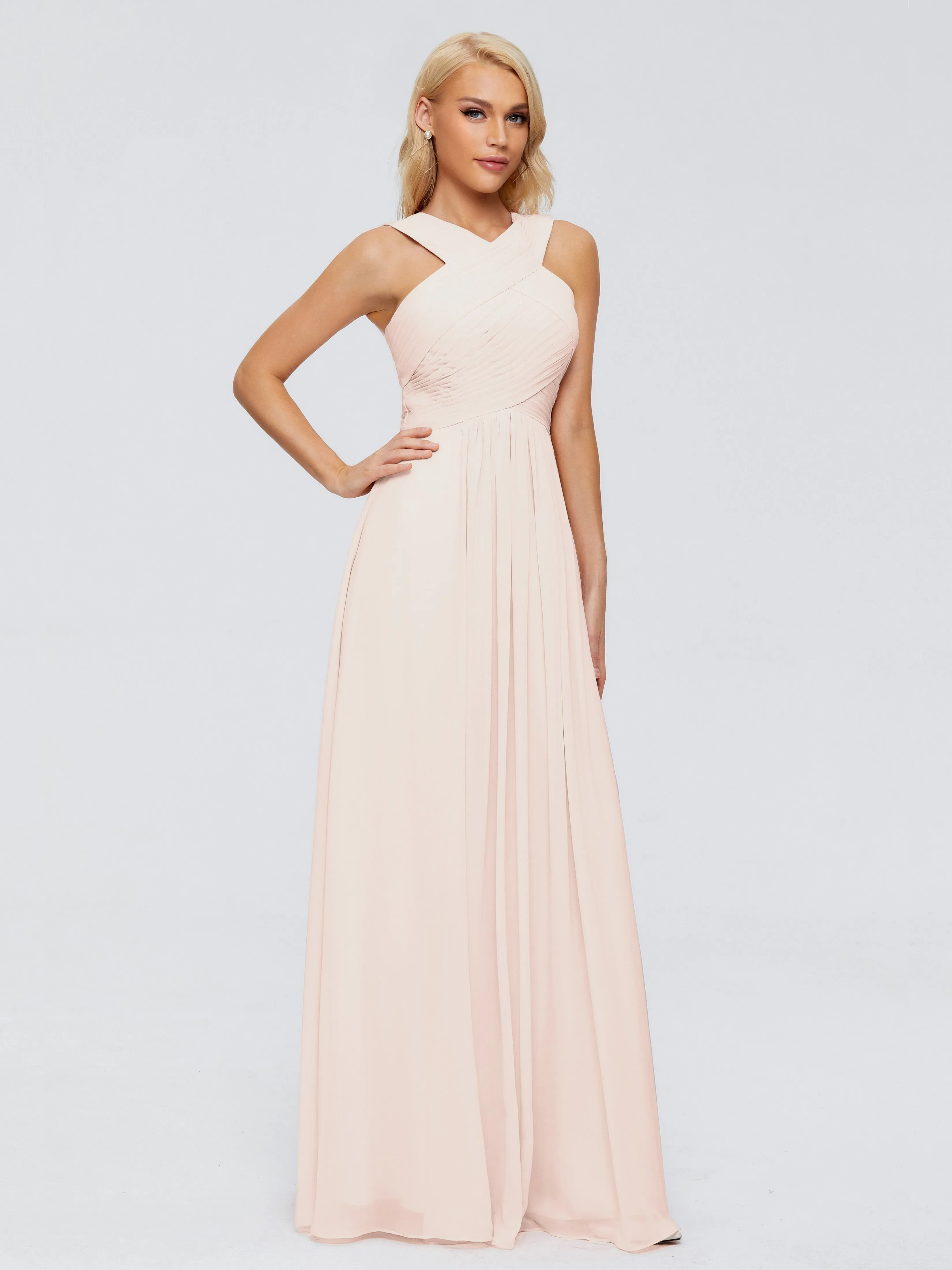 Pearl Pink Bridesmaid Dresses Aliyah Charming A-Line Straps Chiffon Bridesmaid Dresses