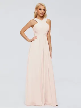 Pearl Pink Bridesmaid Dresses Aliyah Charming A-Line Straps Chiffon Bridesmaid Dresses