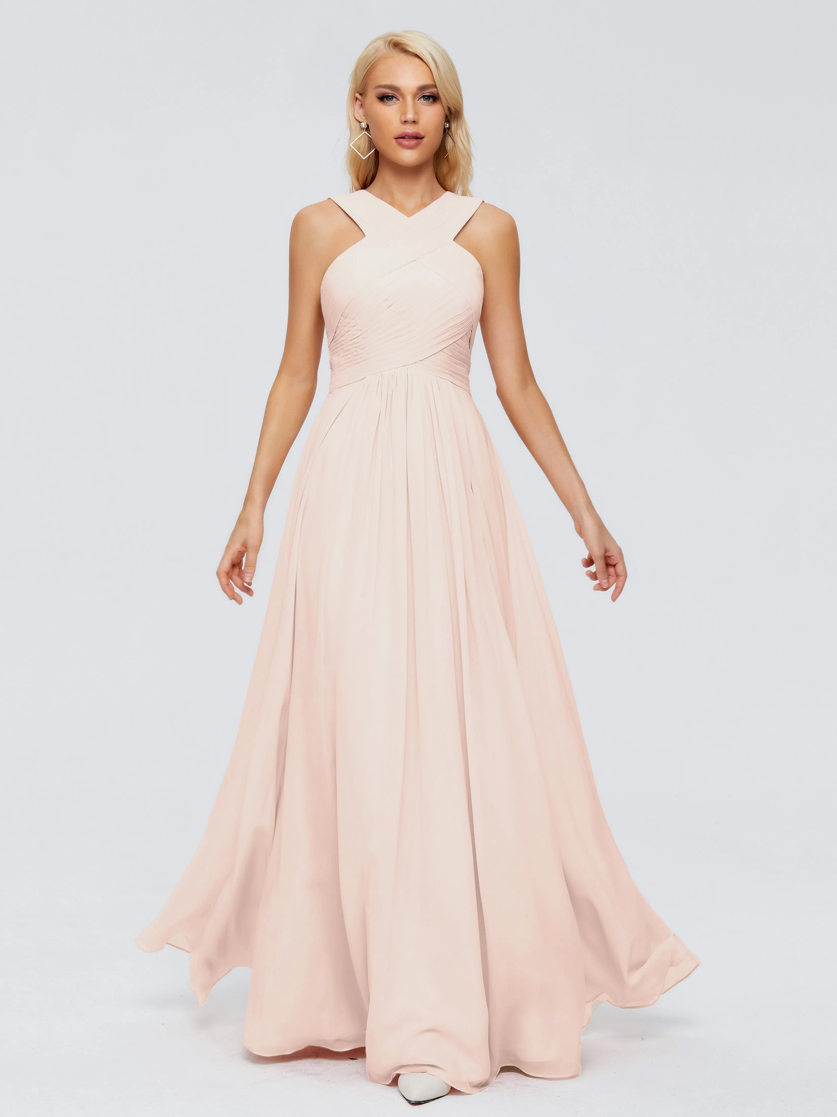 Pearl Pink Bridesmaid Dresses Aliyah Charming A-Line Straps Chiffon Bridesmaid Dresses