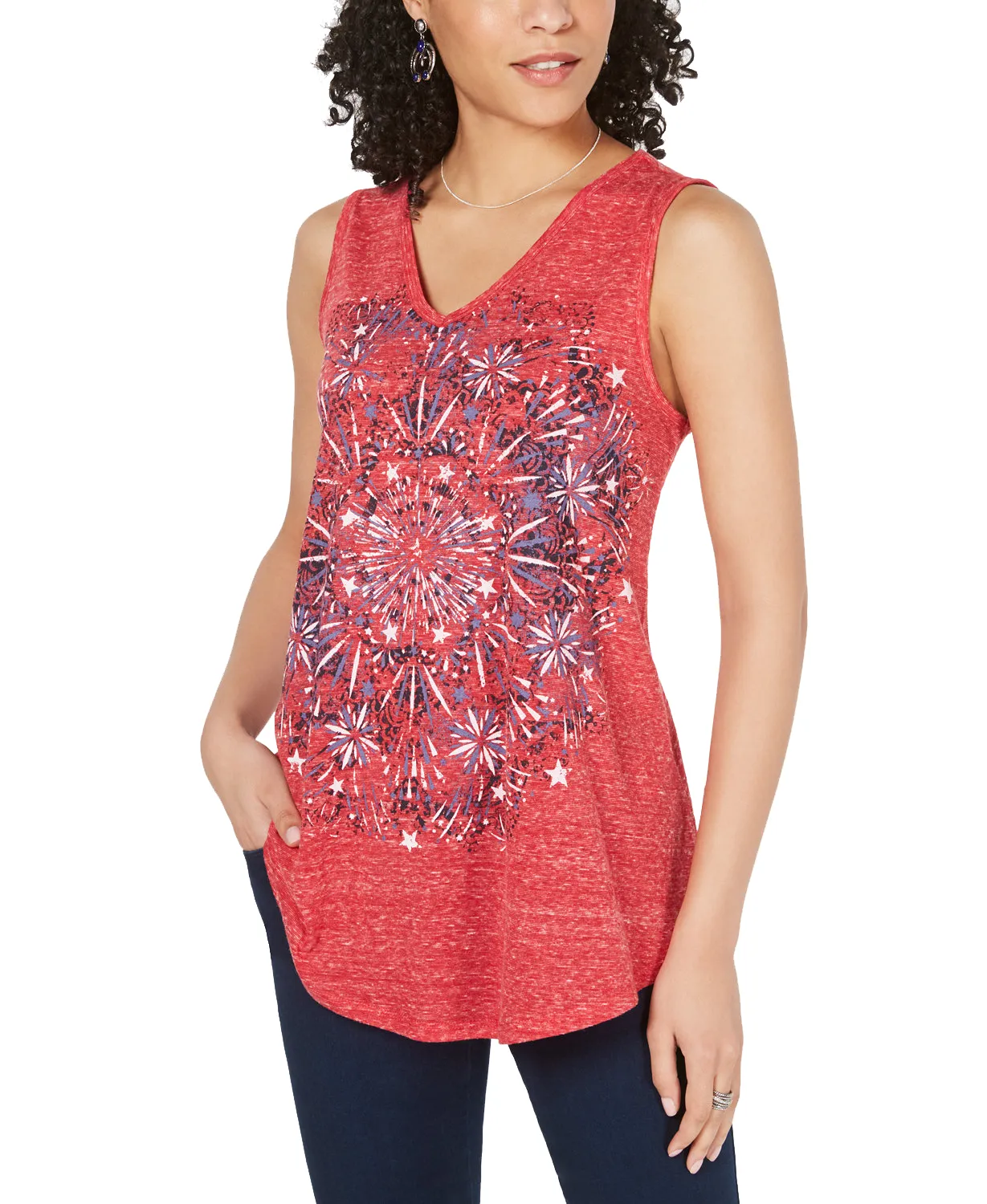 Petite Firework Graphic-Print Tank Top