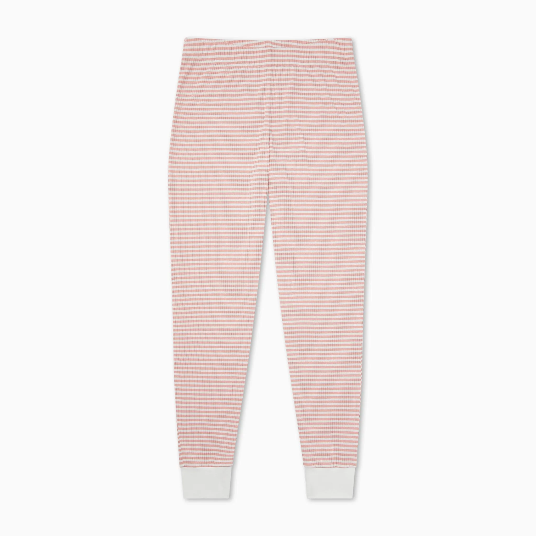 Pink Women's Striped Ribbed Pajama Set