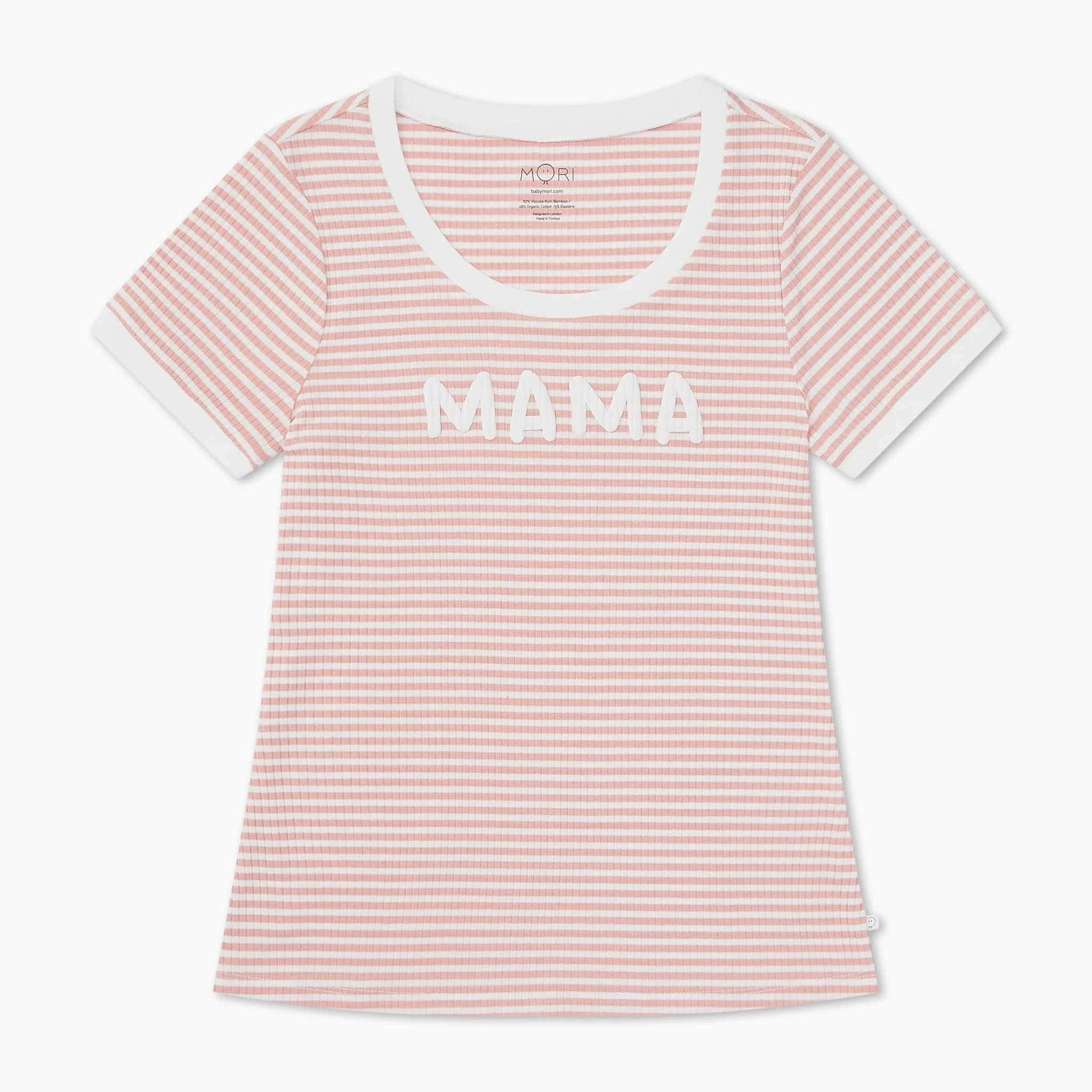Pink Women's Striped Ribbed Pajama Set