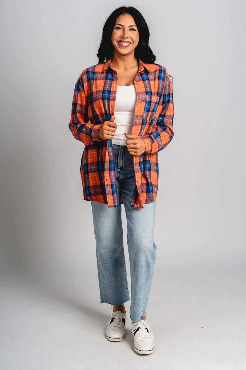 Plaid shirt orange