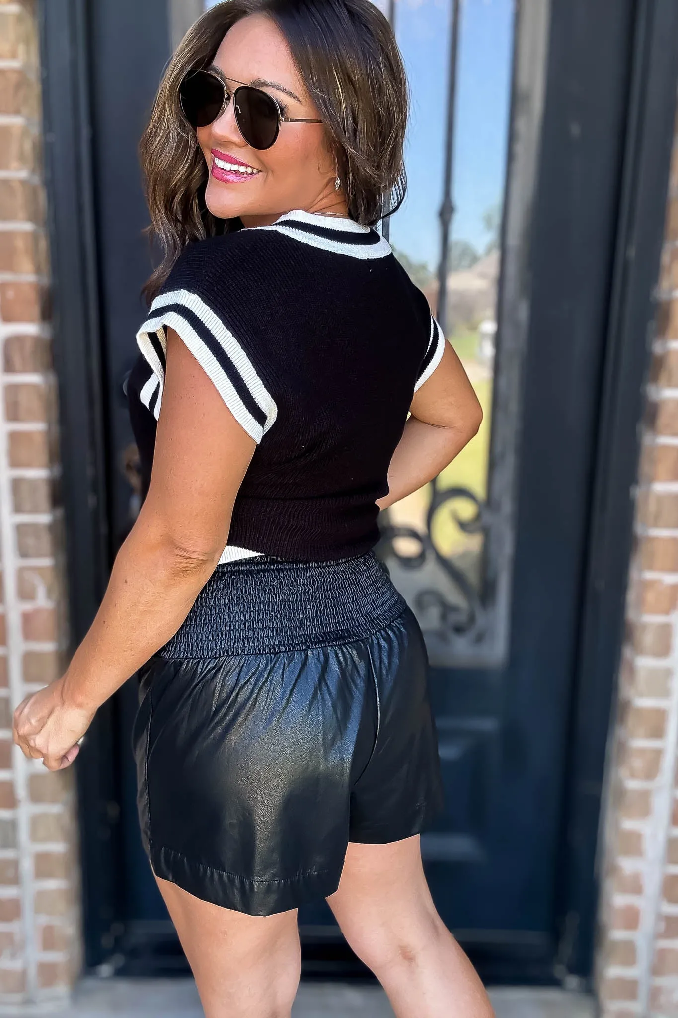 Pleather Black Shorts