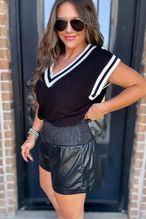 Pleather Black Shorts