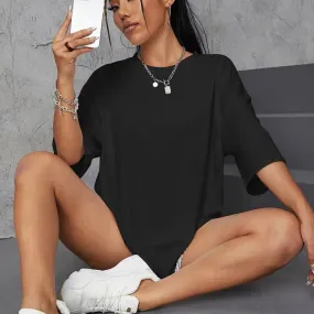 Premium 100% Cotton Short Sleeve T-Shirts for Women – Breathable Summer Essentials in Classic Black & White Colors, Perfect Fit for Casual Wear