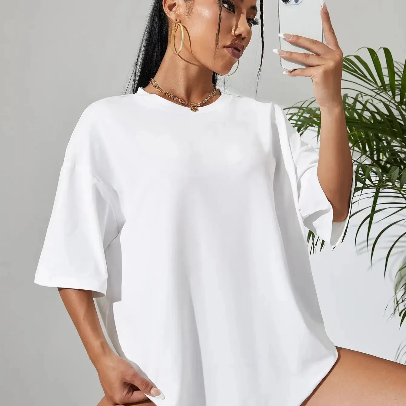Premium 100% Cotton Short Sleeve T-Shirts for Women – Breathable Summer Essentials in Classic Black & White Colors, Perfect Fit for Casual Wear