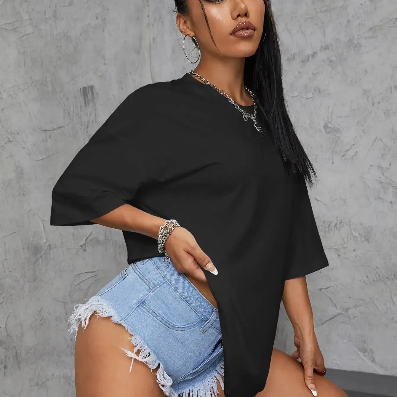 Premium 100% Cotton Short Sleeve T-Shirts for Women – Breathable Summer Essentials in Classic Black & White Colors, Perfect Fit for Casual Wear