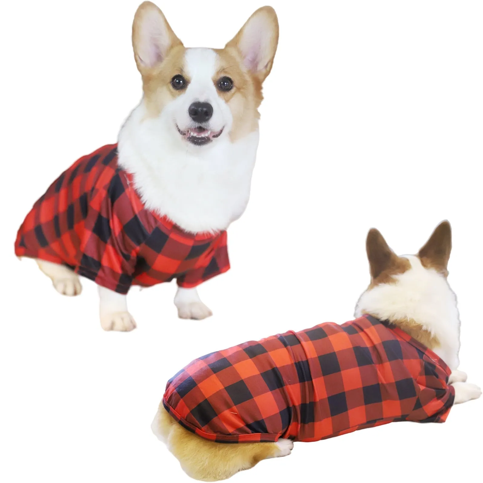 "2024" and Santa Claus Print Black & Red Plaid Christmas Matching Pajamas