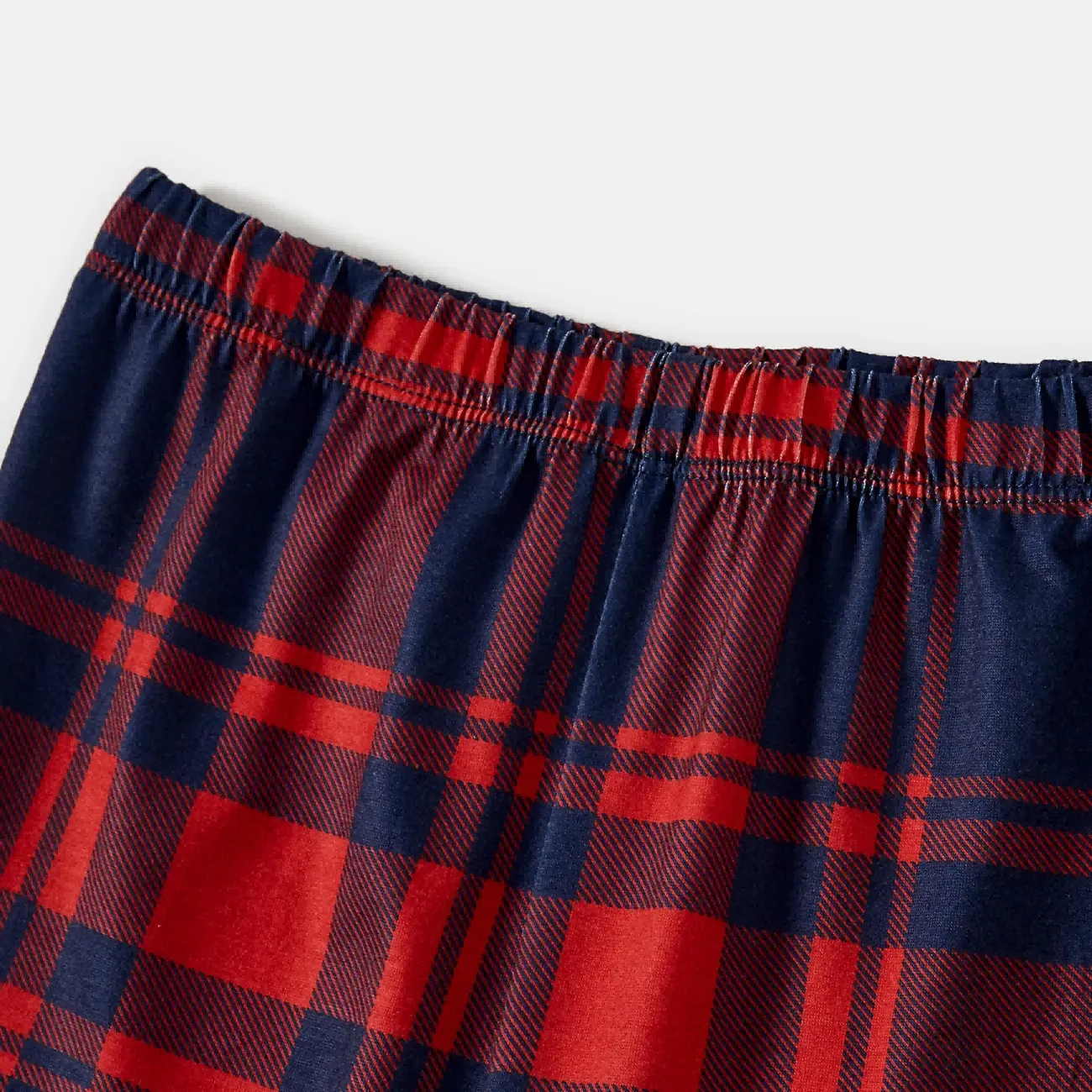 "Family Christmas 2024" Printed Red and Blue Plaid Christmas Matching Pajamas