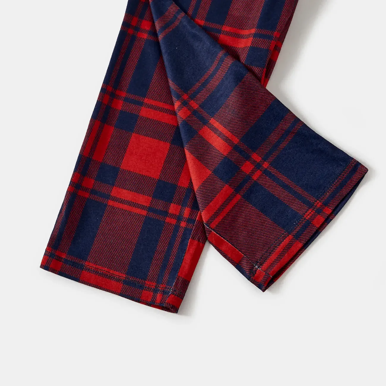 "Family Christmas 2024" Printed Red and Blue Plaid Christmas Matching Pajamas
