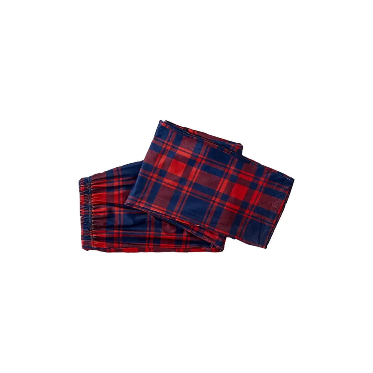 "Family Christmas 2024" Printed Red and Blue Plaid Christmas Matching Pajamas