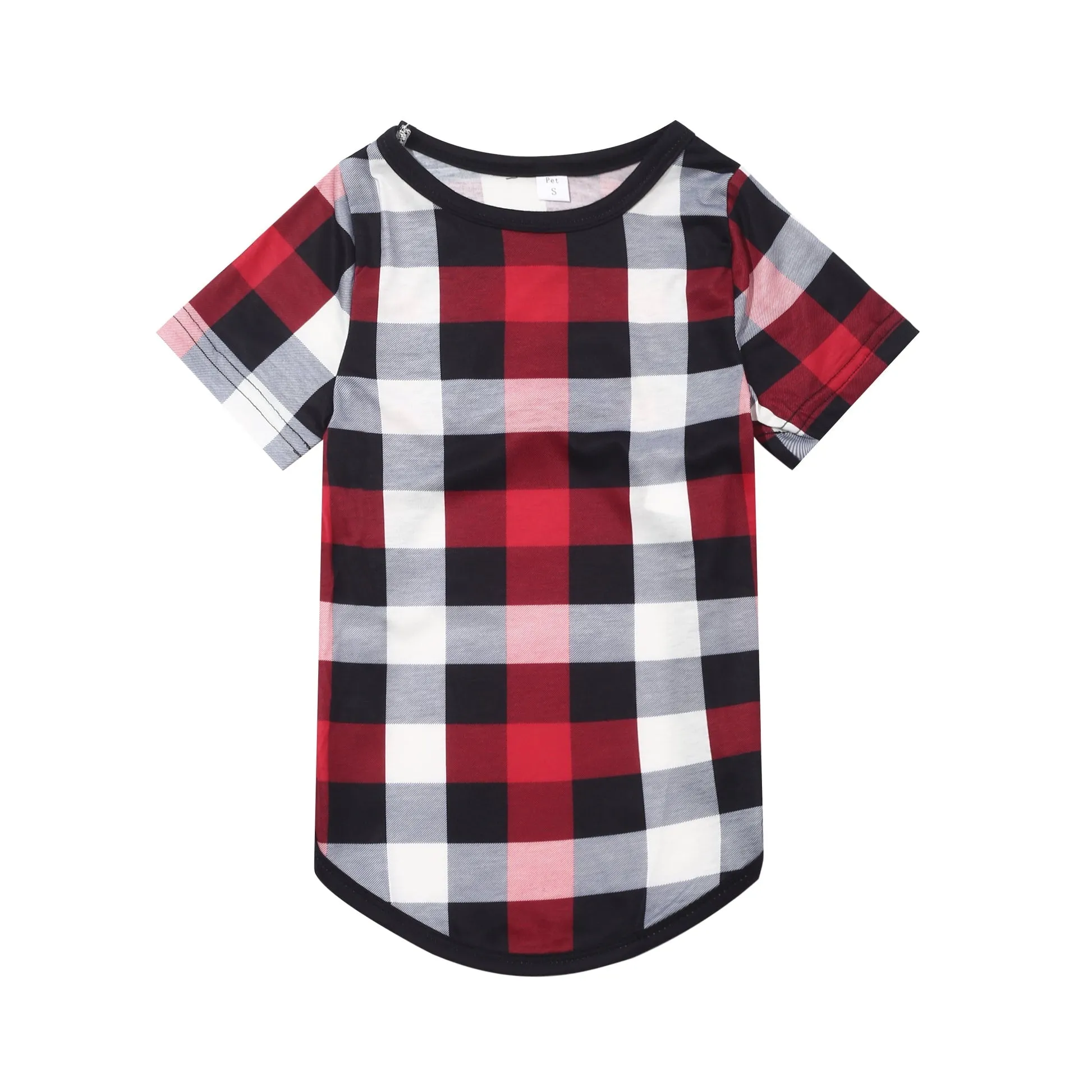 "We are Family" Santa Hat Monogram Print Letter Red & Black & Grey & White Plaid Family Matching Pajamas