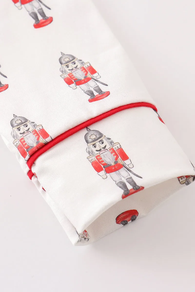 Red Nutcracker Print Ruffle Boy Pajamas Set