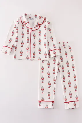 Red Nutcracker Print Ruffle Boy Pajamas Set