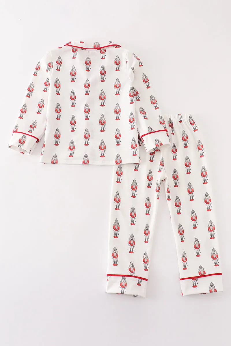 Red Nutcracker Print Ruffle Boy Pajamas Set
